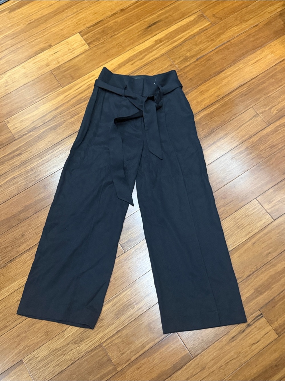 White House Black Market Black Wide-Leg Tie-Waist Pants